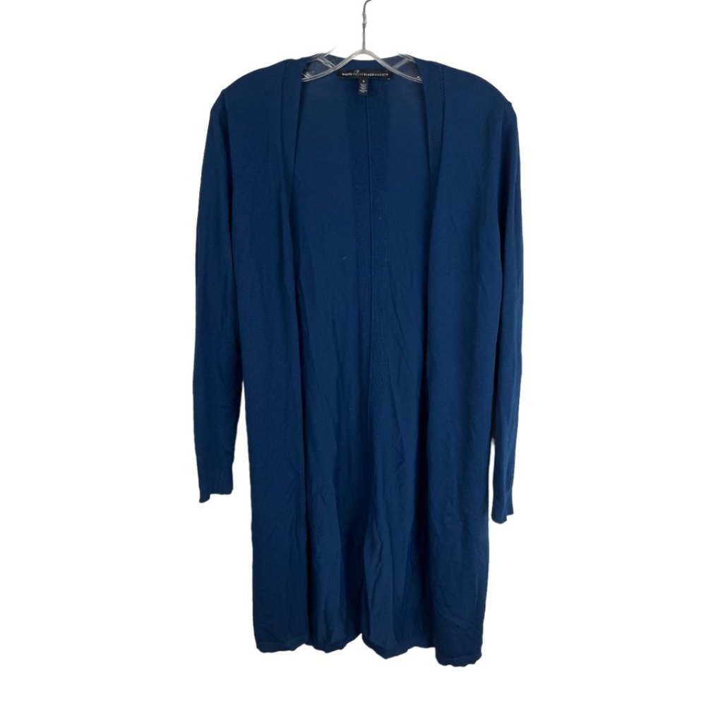 WHBM White House black Market duster longline cardigan sweater Sz S deep blue